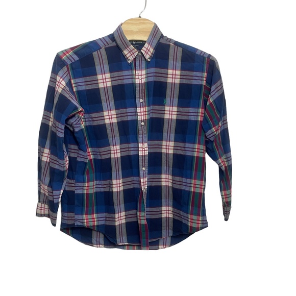 Ralph‎ Lauren XL Plaid Long Sleeve Blake Button Up 100% Cotton Blue Green Red - Picture 3 of 5